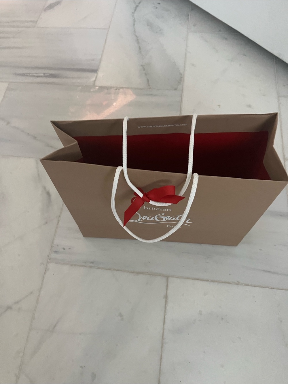 Christian Louboutin Tan Shopping Tote with Red Interior - Picture 6 of 7